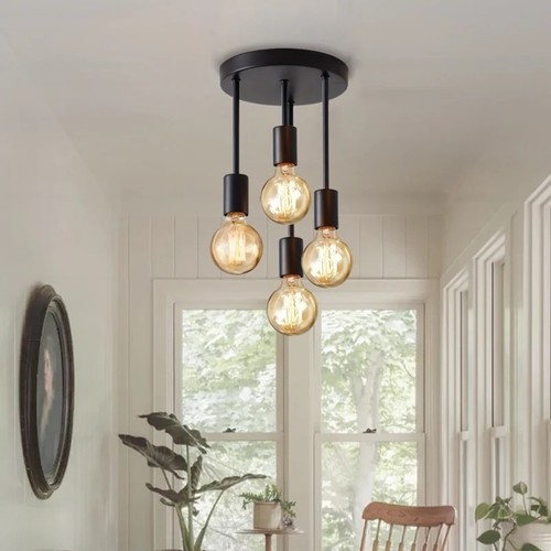Black modern ceiling light - black, 4x