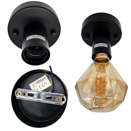 Black e27 ceiling rose bulb - ceiling,